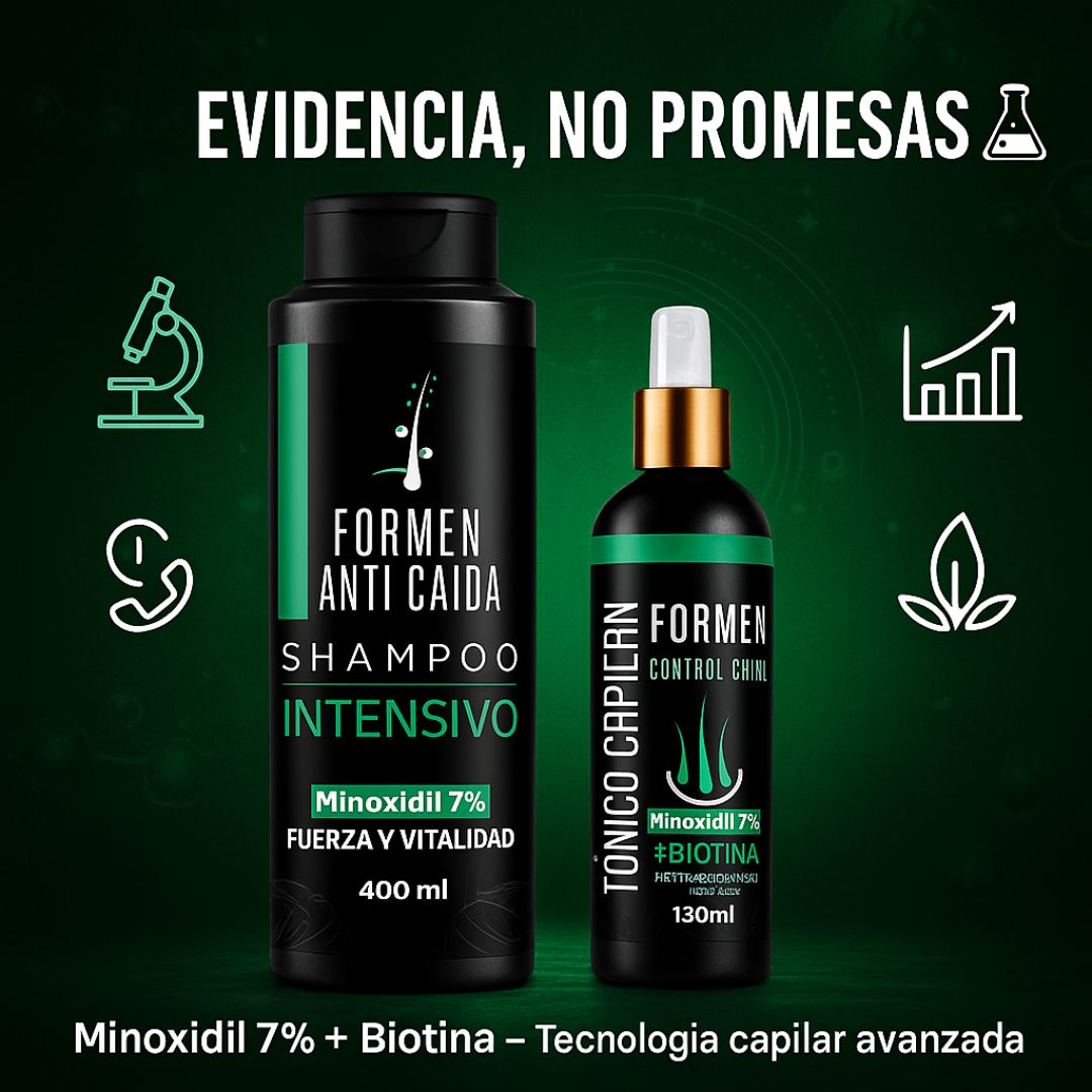 Kit Anticaida y Crecimiento - Combo Minoxidil 7% Shampoo + Tonico